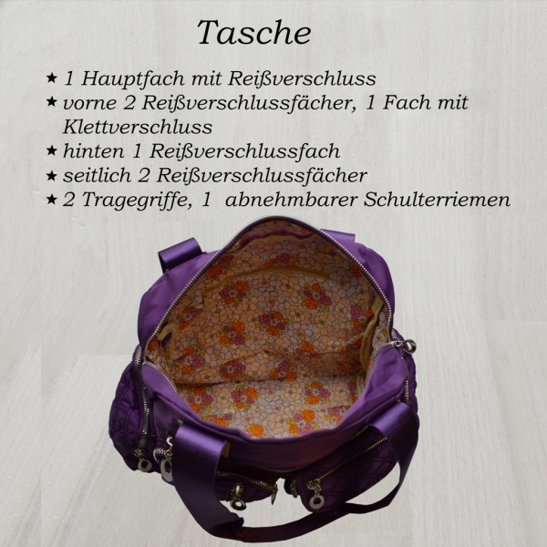 flevado Damen Handtasche Schultertasche Frauen/Jugend viel Stauraum lila